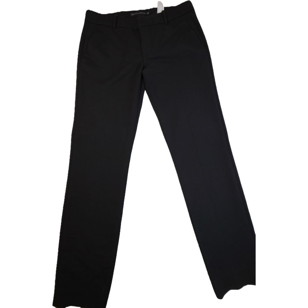 Zara Woman Trousers Women M Black Solid Mid Rise Slim Leg Excellent